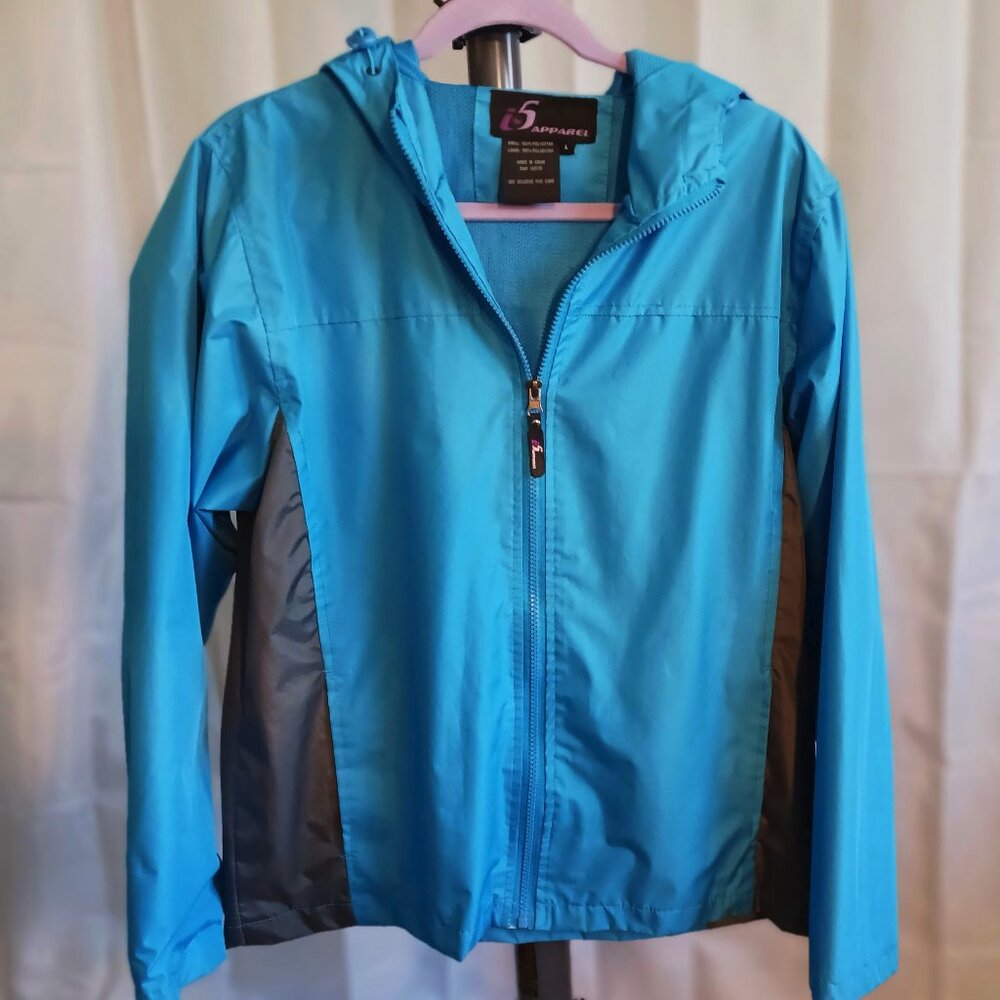 i5 Apparel Mesh-Lined Zip-Front Hooded Windbreaker Jacket